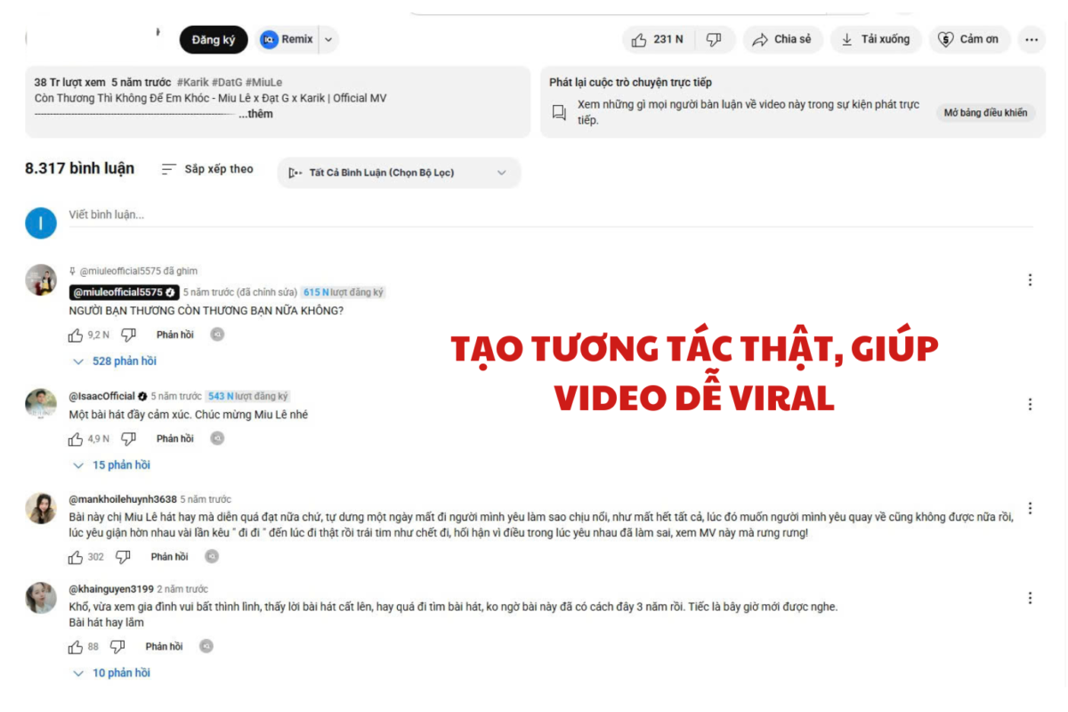 Tạo tương tác thật với video để video dễ viral