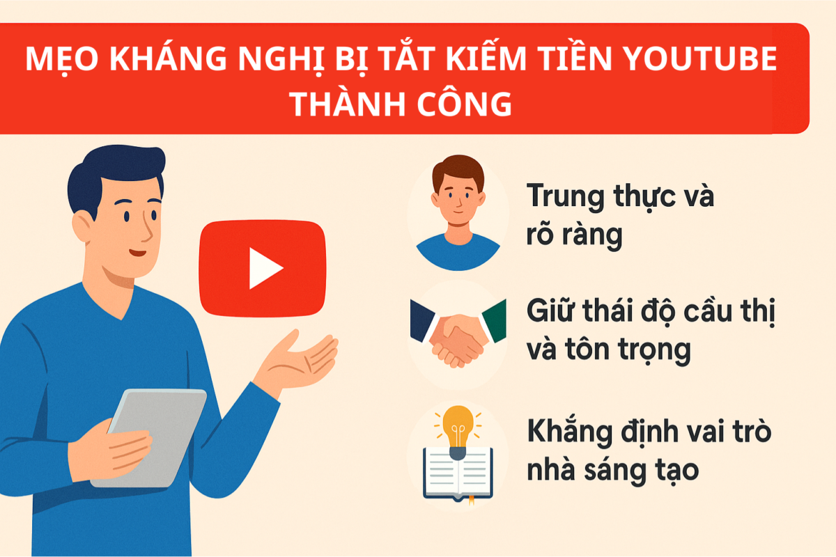 Mẹo kháng nghị bị tắt kiếm tiền Youtube thành công