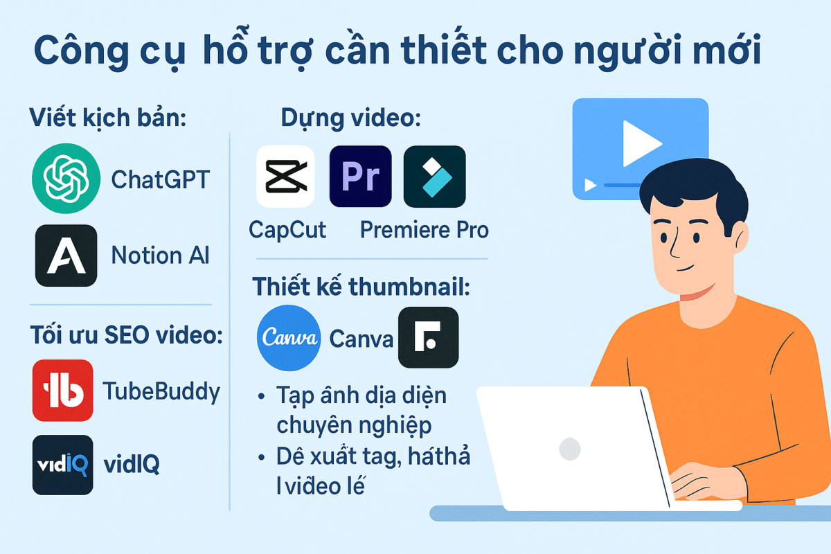 Các công cụ AI giúp bạn tạo kênh Youtube kiếm tiền