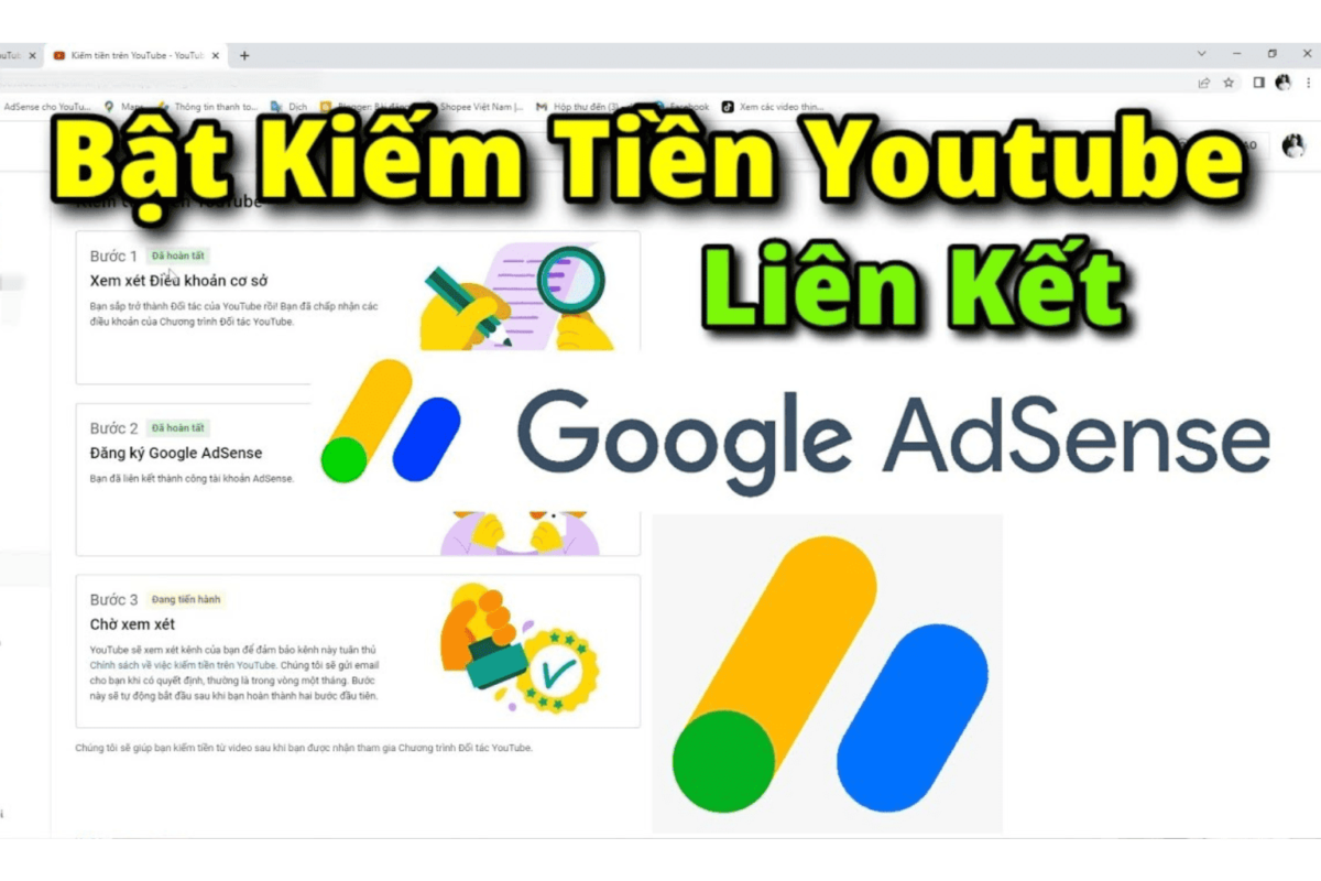 Kết nối tài khoản GG AdSense để nhận tiền thu nhập