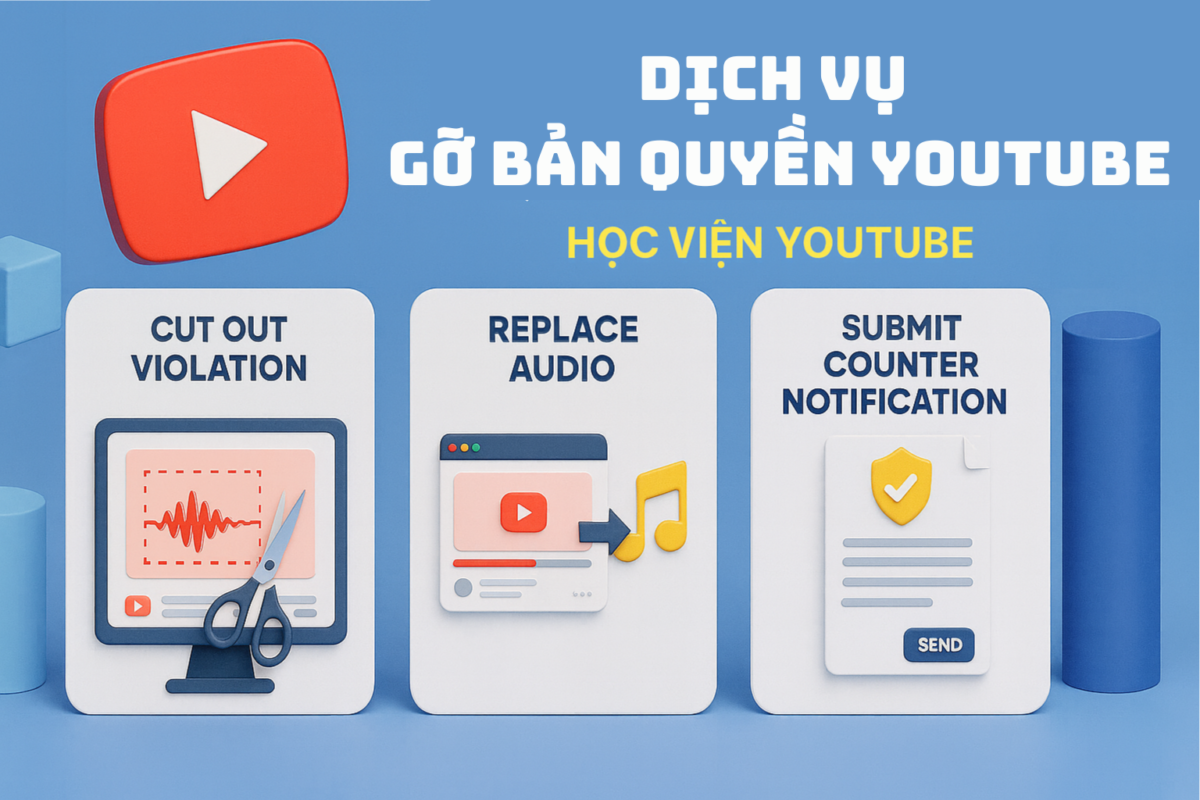 Dịch vụ gỡ bản quyền Youtube của Học Viện Youtube