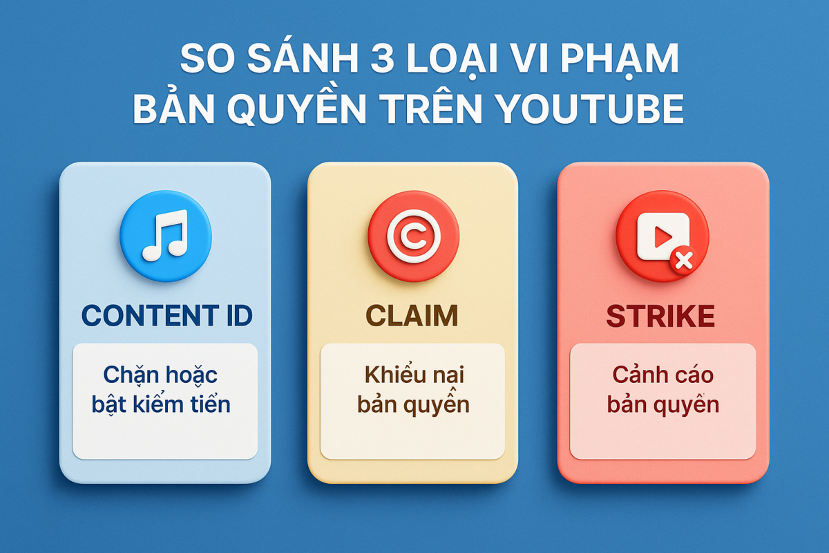 3 loại đánh bản quyền Youtube thường thấy