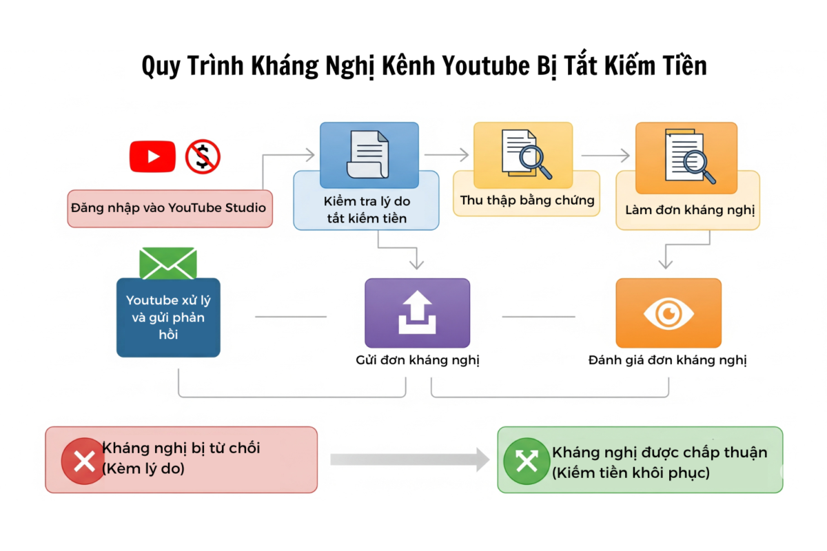 Quy Trình Kháng Nghị Kênh Youtube Bị Tắt Kiếm Tiền