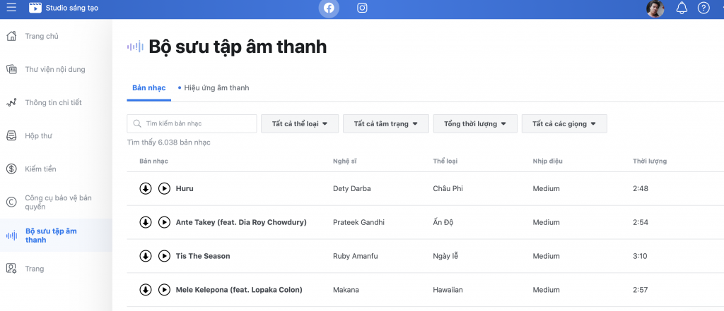 Ưu tiện sử dụng kho nhạc miễn phí của Youtube để tránh bản quyền