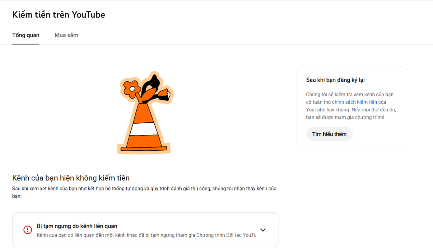Các Bước Kháng Kênh YouTube Bị Die Vì Kênh Liên Quan