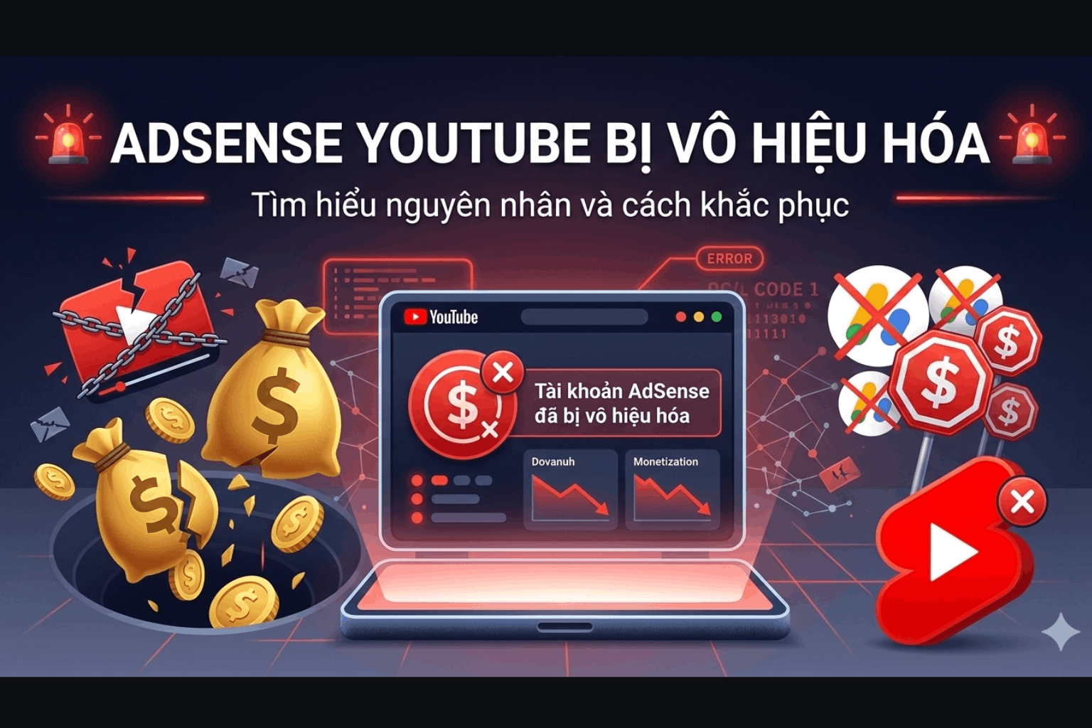 Adsense Youtube Bị Vô Hiệu Hóa: Nguyên Nhân, Cách Khắc Phục & Mở Lại Nhanh Nhất 2026