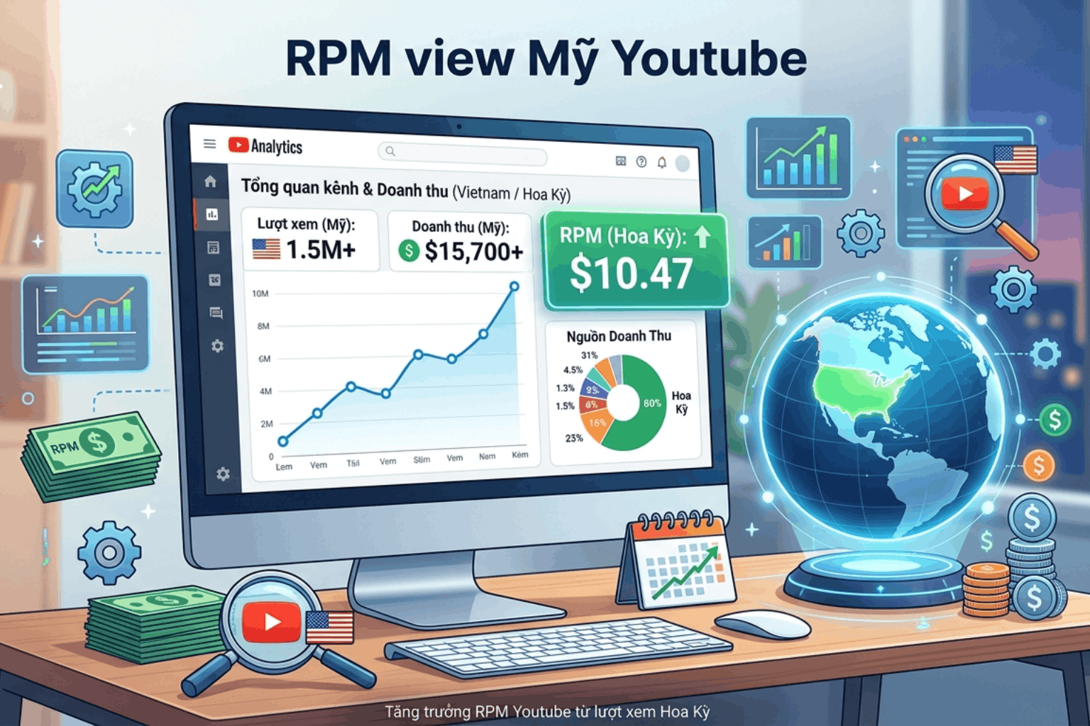 RPM View Mỹ YouTube Là Gì? Cách Tăng RPM View Mỹ YouTube Lên 10$/1000 View (2026)