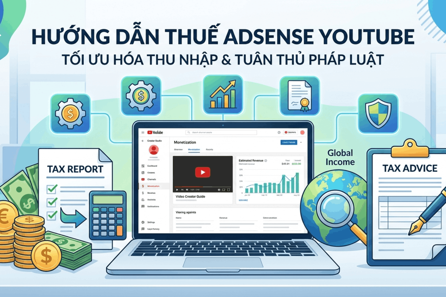 Thuế Adsense YouTube 2026: Cách Khai Báo, Tính Thuế Và Tối Ưu Doanh Thu Hợp Pháp