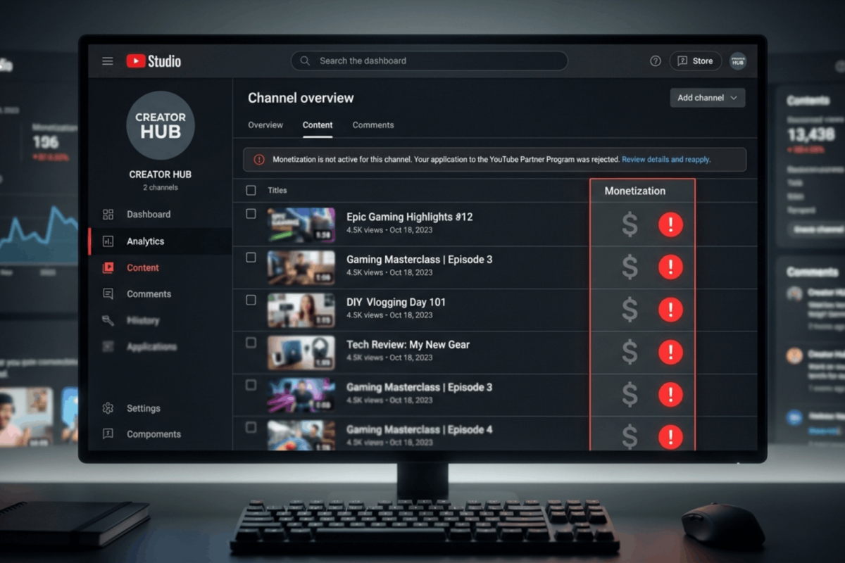 Cách Khắc Phục Khi Bật Kiếm Tiền Youtube Bị Từ Chối