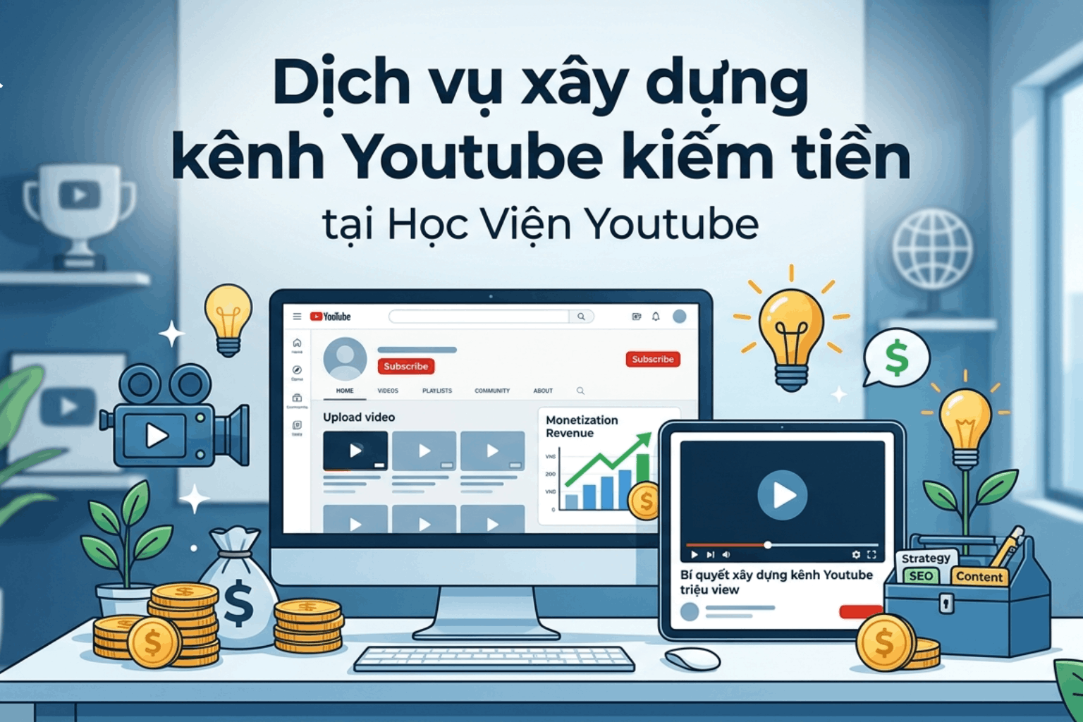 Dịch Vụ Xây Dựng Kênh Youtube Kiếm Tiền Chuyên Nghiệp Tại Học Viện Youtube