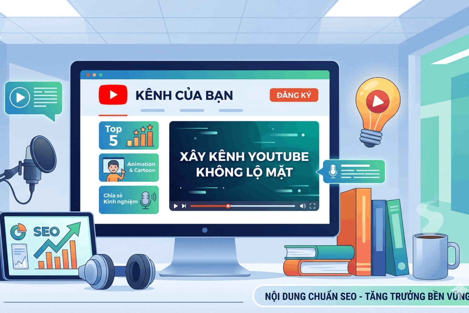 Xây Kênh Youtube Không Lộ Mặt: Cách Bắt Đầu Đúng Để Tăng View Và Kiếm Tiền Bền Vững